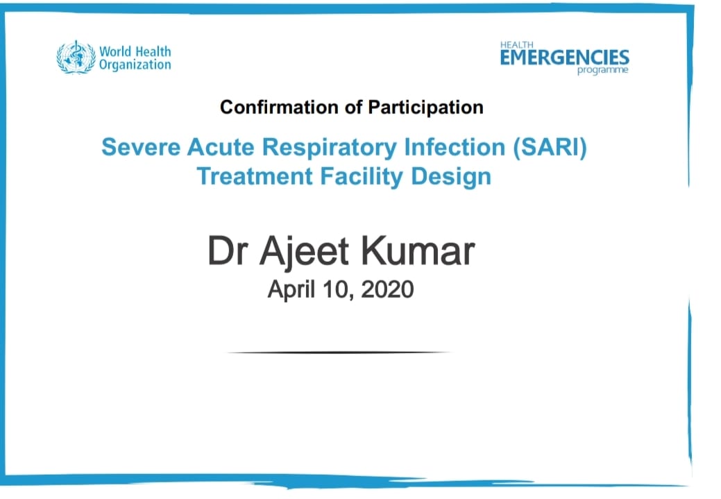 Certificate of Participation of Severe Acute Respiratory Infection